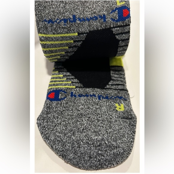 Champion No Show Socks 3 Pair Men's 6-12 Black Yellow Blue w Toe Logo NEW! $18 - Picture 6 of 11